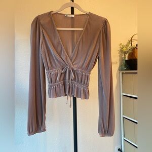 Zara silk effect love sleeves blouse